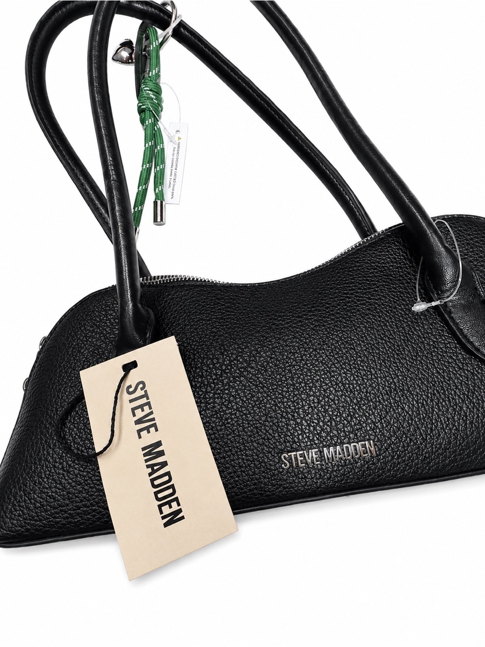 Steve Madden Black Shoulder Bag BNWT w/ Original Charm - Picture 6 of 15